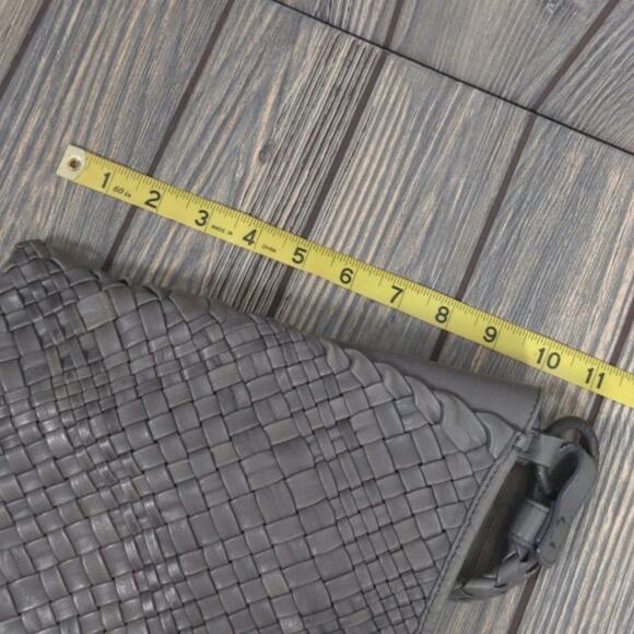 Laurent Effel St Barth Italy Leather Shoulder Bag Purse Woven Olive Green Gray - Picture 3 of 8